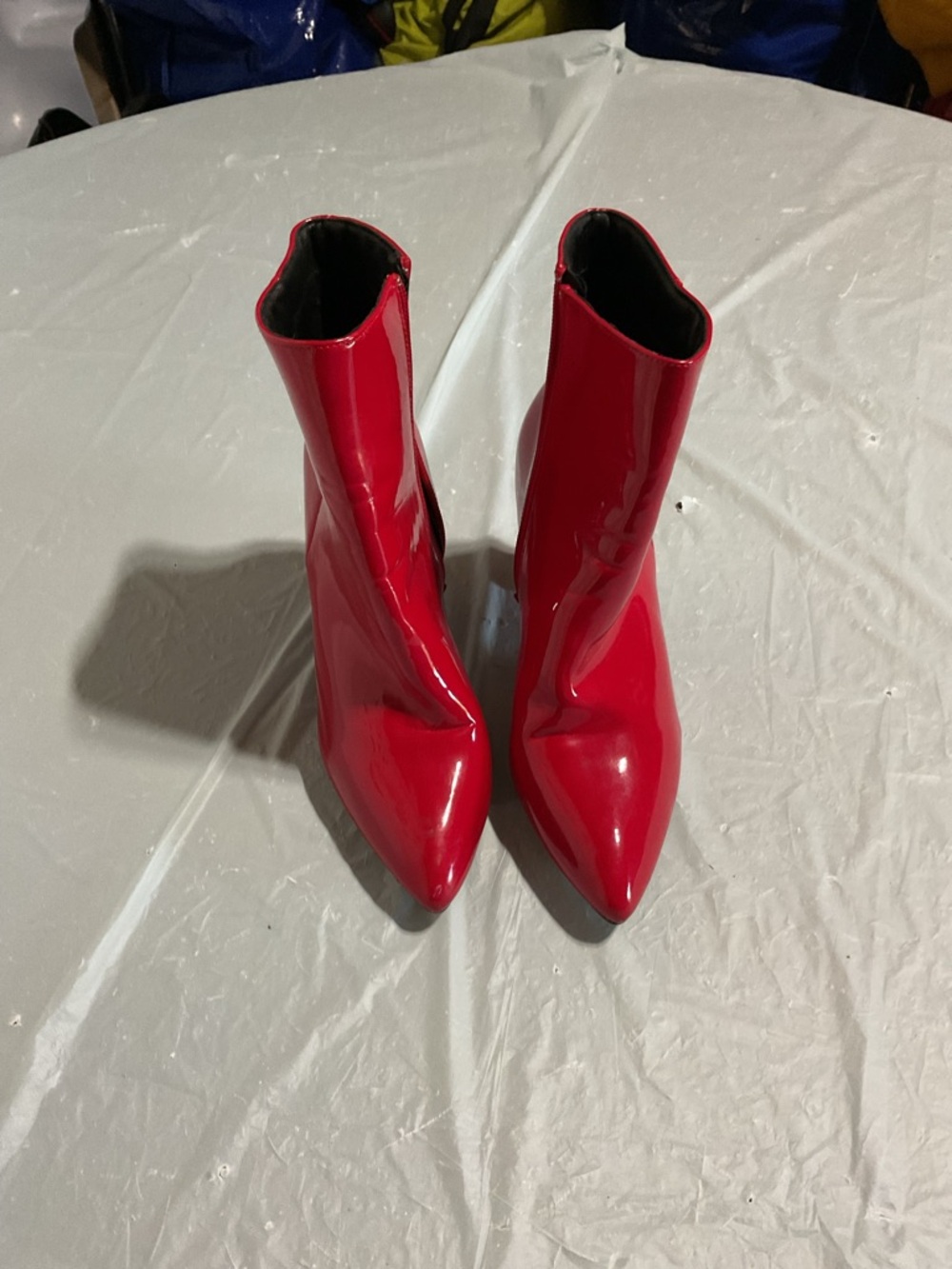 Red Patent Pointed Toe Ankle Boots - Women 1087 - Picture 2 of 8